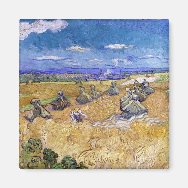 Imã Vincent van Gogh - Wheat Stacks with Reapers (Frente)
