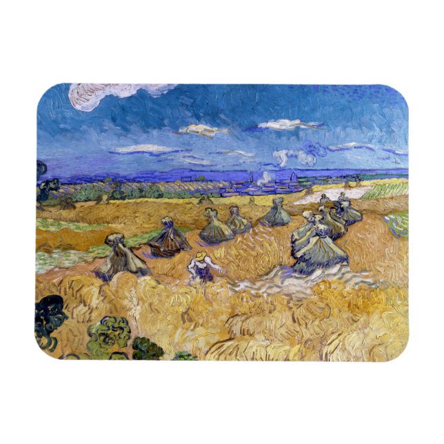 Ímã Vincent van Gogh - Wheat Stacks with Reapers (Horizontal)