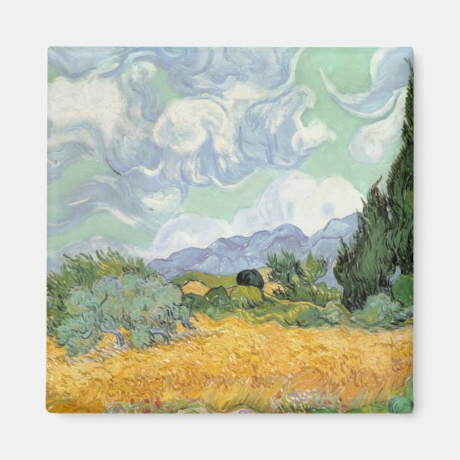 Imã Vincent van Gogh | Wheatfield com ciprestes, 1889 (Frente)