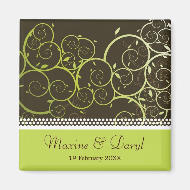 Imã Vinhas Primavera espirais verdes salvam a data (Frente)