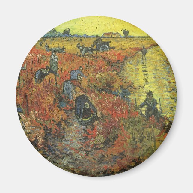 Imã Vinhedo Vermelho de Vincent van Gogh (Frente)