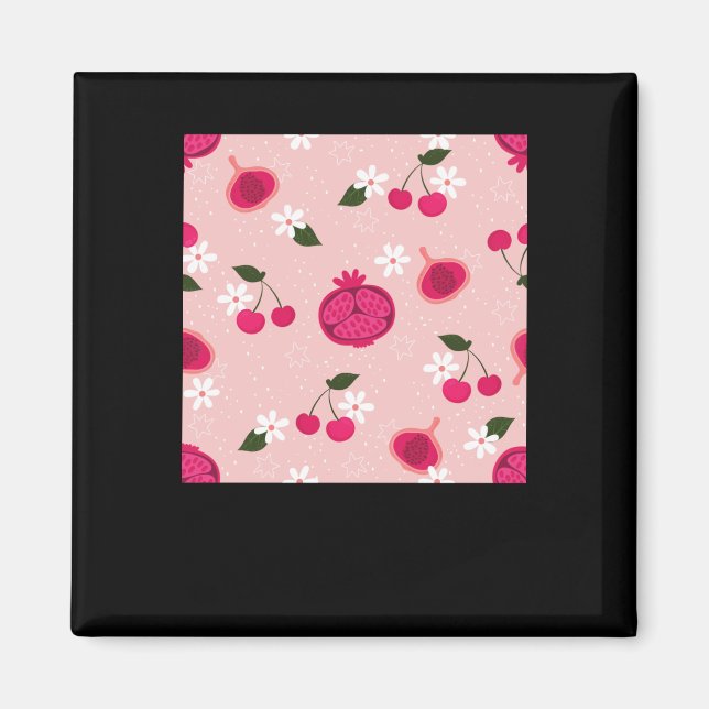 Imã Vinheta-margarida de Fruta de Pomegranato rosa (Frente)