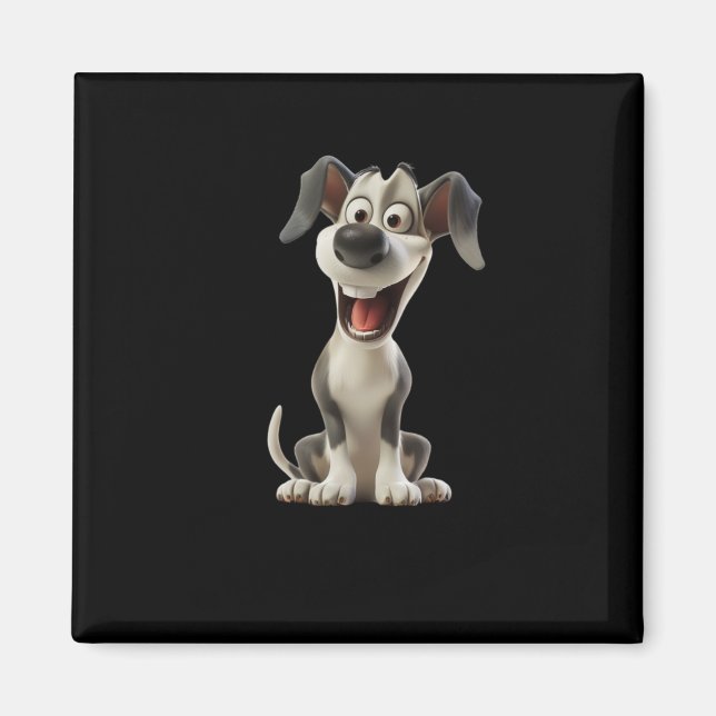 Imã Vinheta Smiley Dog (fundo preto) (Frente)