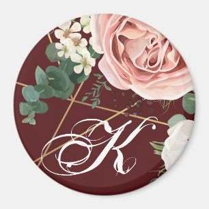 Imã Vinho cor-de-rosa personalizado do jardim