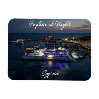 Ímã Vinho de Paphos e vista de drones noturnos do port