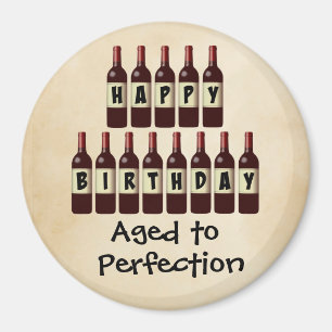 Imã Vinho de Vinho Envelhecido Feliz Aniversário