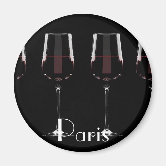Imã Vinhos com vinho tinto em preto (Frente)
