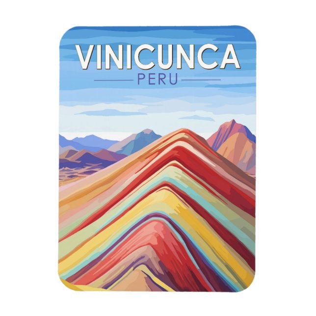 Ímã Vinicunca Peru Viagem Art Vintage (Vertical)