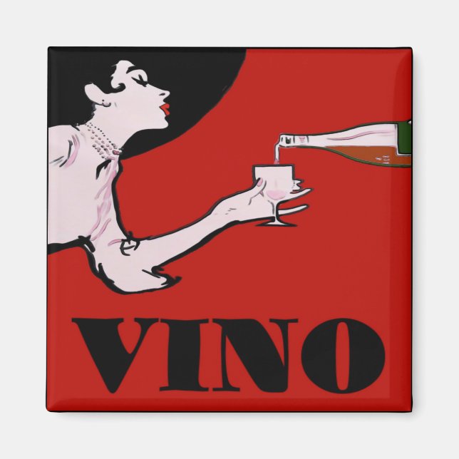 Imã VINO- Vintage Lady Wine Poster (Frente)