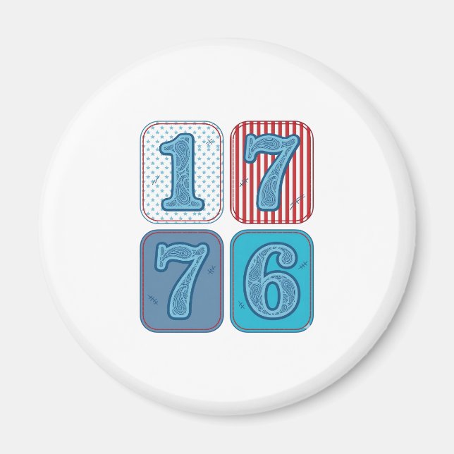 Imã Vintage 1776 Remendo Patriótico (Frente)