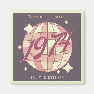 Imã Vintage 1974, 50º aniversário, retro roxo