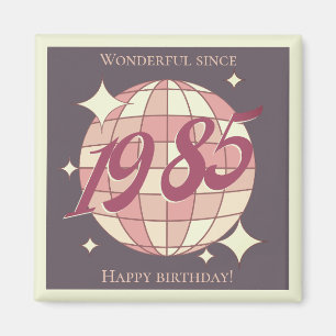 Imã Vintage 1985 39º aniversário retro roxo