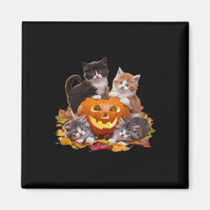 Imã Vintage 90s Cat Pumpkin Halloween Retro Floral Spo