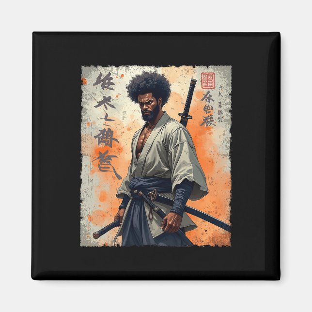 Imã Vintage African Samurai Afro American Bushido Warr (Frente)