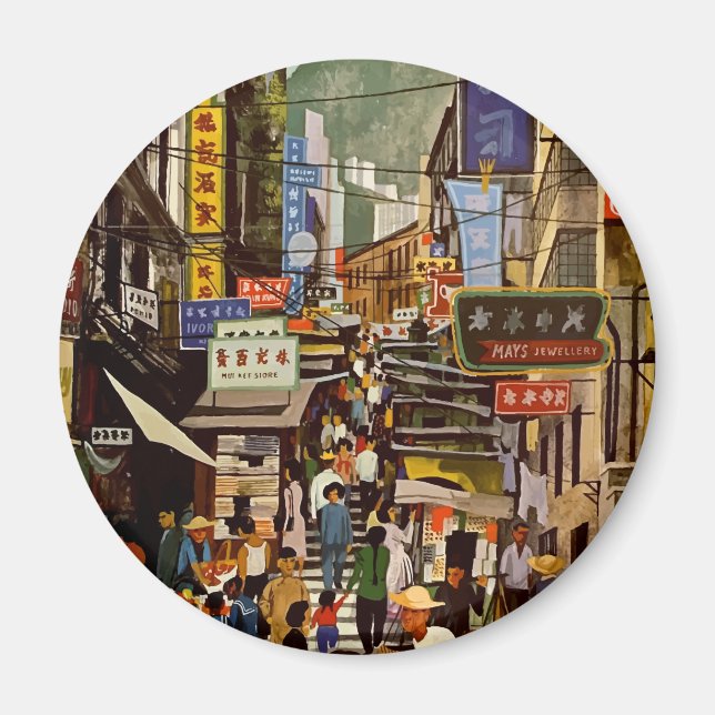 Imã Vintage Airline Hong Kong China Viagem (Frente)