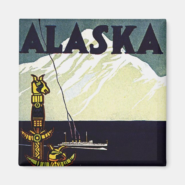 Imã vintage alaska poster (Frente)
