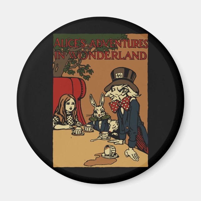 Imã Vintage Alice Cobrir Mad Tea Party (Frente)