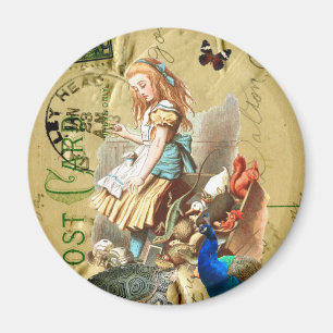Imã Vintage Alice na colagem da Terra Maravilha