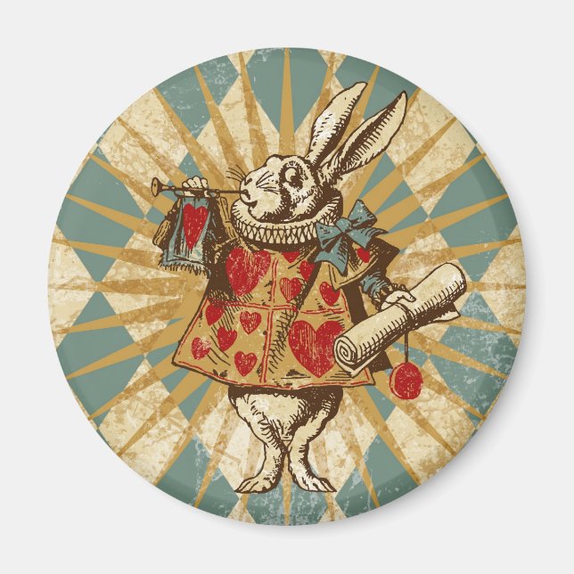 Imã Vintage Alice White Rabbit (Frente)