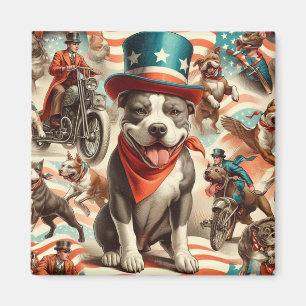 Imã Vintage American Pit Bull Terrier Art
