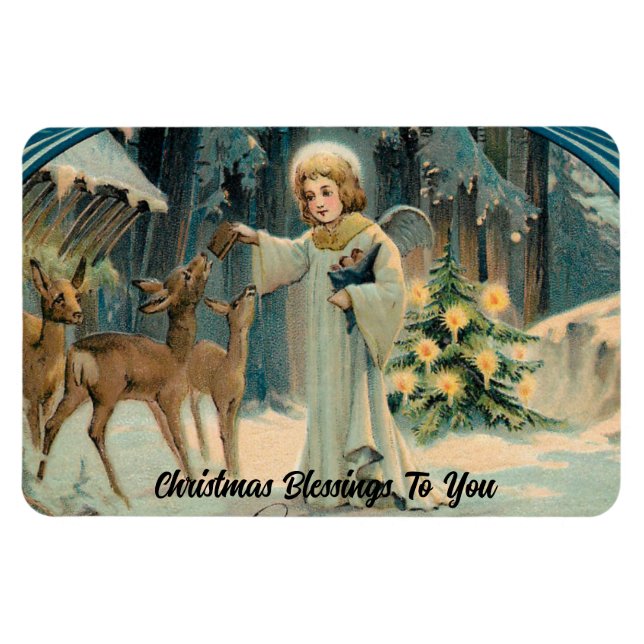 Ímã Vintage Angel Feeding Deer Flexible Magnet (Horizontal)