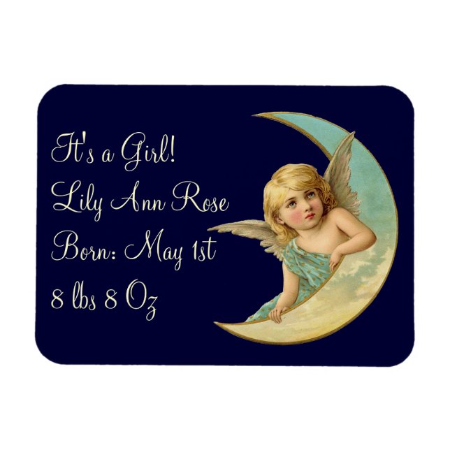 Ímã Vintage Angel in Moon (Horizontal)