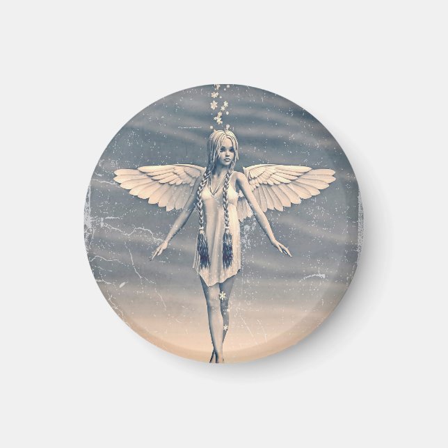 Imã Vintage Angel sob o arco-íris (Frente)