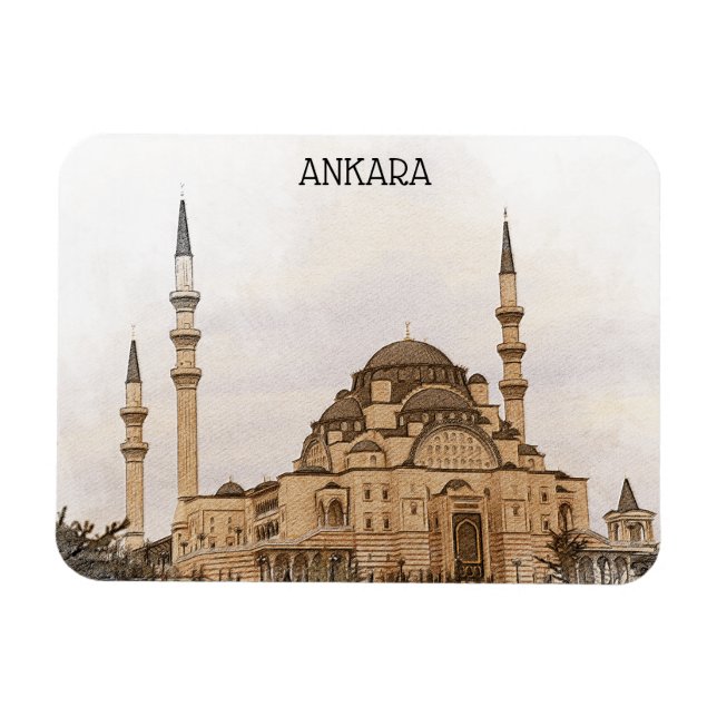 Ímã Vintage Ankara Turquia Kocatepe Visão Mesquita (Horizontal)