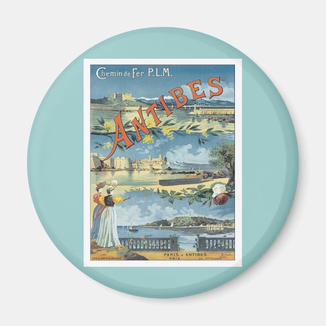 Imã Vintage Antibes Mediterrâneo (Frente)