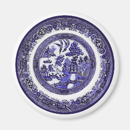 Imã Vintage Antique Blue Willow Pattern cerca de 1790
