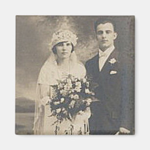 Imã Vintage Antique Romântico Noiva e Fotos em Groom