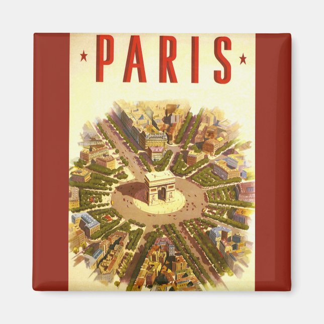 Imã Vintage Arc de Triomphe, Paris, França, Viagem Art (Frente)