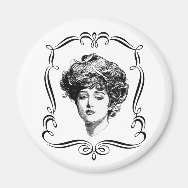 Imã Vintage Art Gibson Girl Magnet (Frente)