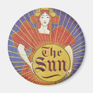 Imã Vintage Art Nouveau, jornal Sun de Nova York