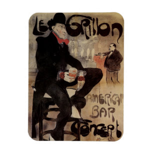 Ímã Vintage Art Nouveau Le Grillon, Man Bebendo Beer