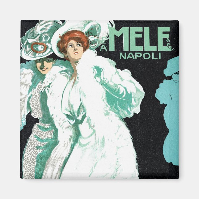 Imã Vintage Art Nouveau, Moda Italiana, Mulheres Ricos (Frente)