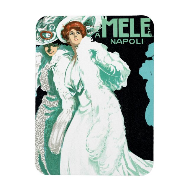 Ímã Vintage Art Nouveau, Moda Italiana, Mulheres Ricos (Vertical)