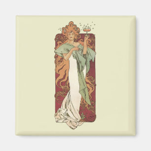 Imã Vintage Art Nouveau por Mucha, Partido do Champanh