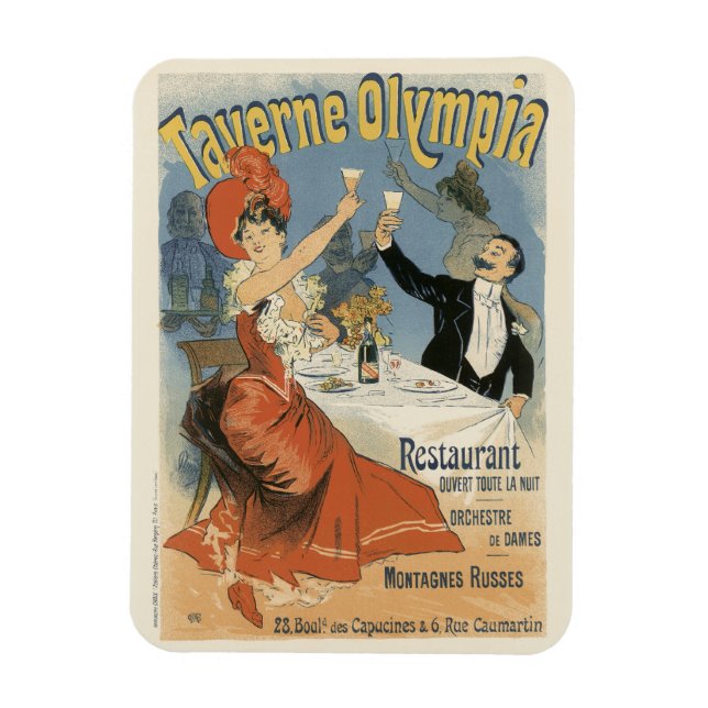 Ímã Vintage Art Nouveau, Restaurante Olimpíada Taverne (Vertical)