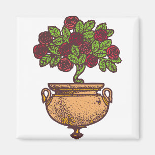 Imã Vintage Art Nouveau rosa floral design