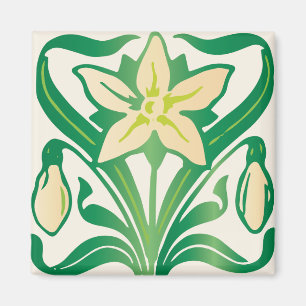 Imã Vintage Art Nouveau snowdrop padrão floral