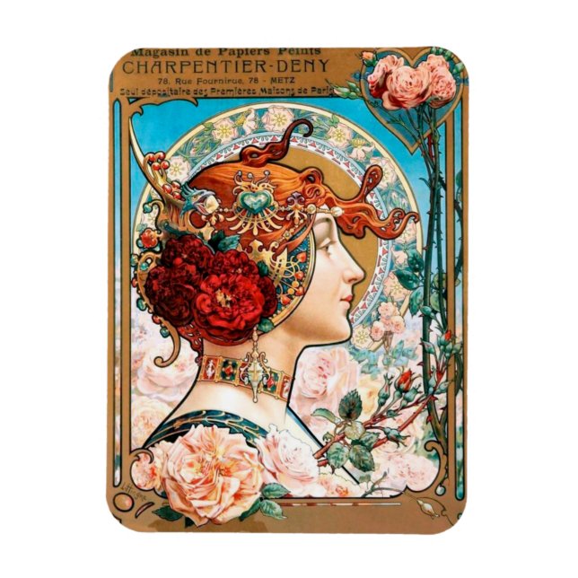Ímã Vintage Art Nouveau Wallpaper Magnet (Vertical)
