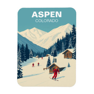 Ímã Vintage Aspen Colorado Skiing Viagem