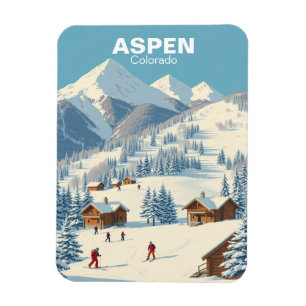 Ímã Vintage Aspen Skiing Colorado Viagem