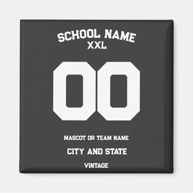 Imã Vintage Athletic Team Name State School Number (Frente)
