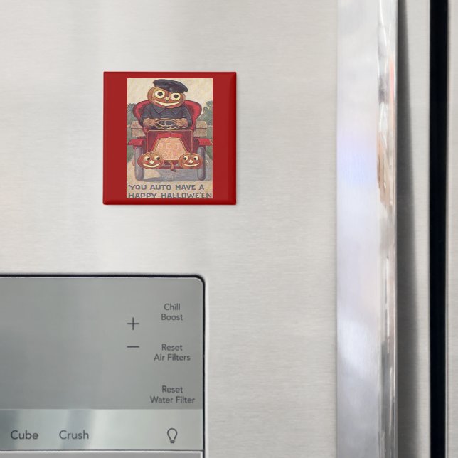 Imã Vintage Auto Jack o' Lanterna Halloween (In Situ (Fridge))