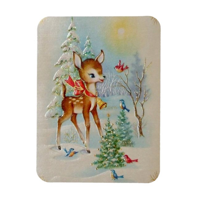 Ímã Vintage Baby Christmas Cheer Deer (Vertical)