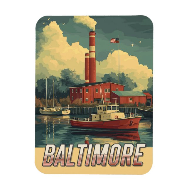 Ímã Vintage Baltimore Maryland (Vertical)