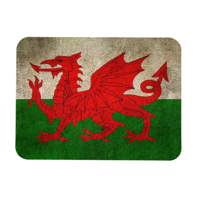 Ímã Vintage - Bandeira em dificuldades do País de Gale (Horizontal)