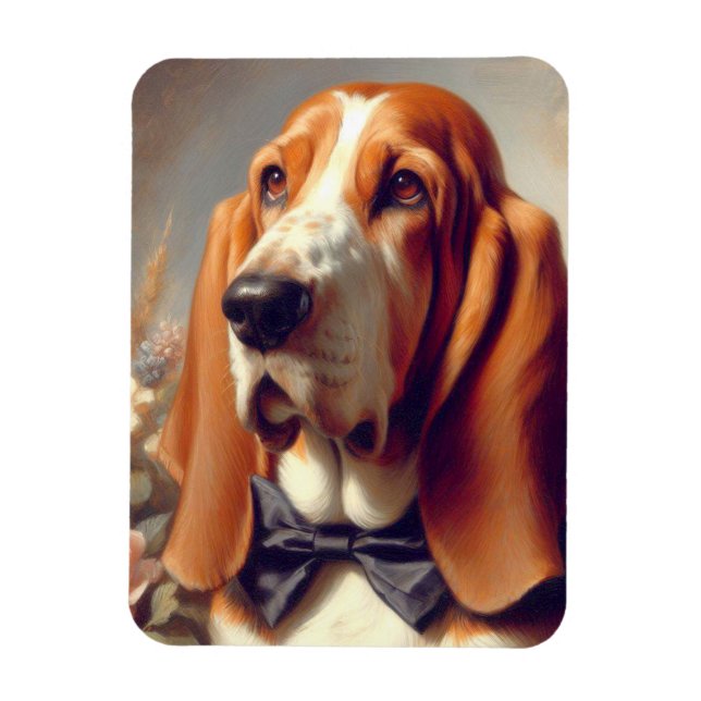 Ímã Vintage Basset Hound Painting (Vertical)